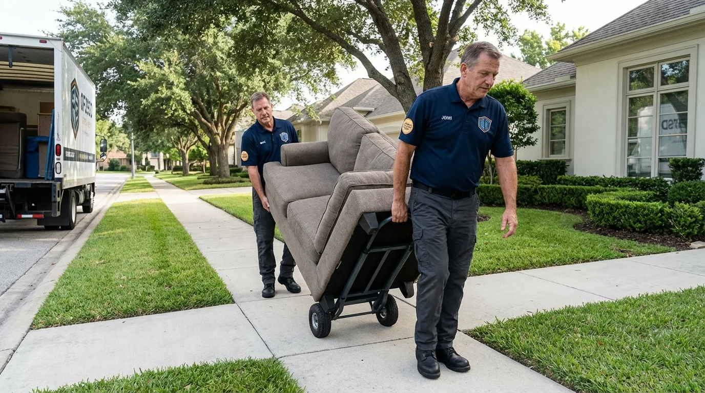 Local residential moving crew loading furniture in Rockwood, MI